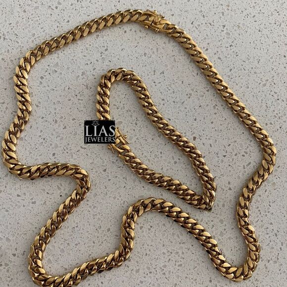 Other - New 18k yellow gold Cuban link chain and bracelet set